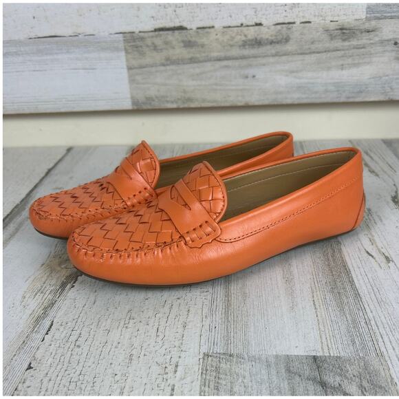 Talbots Women’s 6 Taylor Woven Orange Nectarine Driving Moccasin Loafers New - Picture 1 of 8